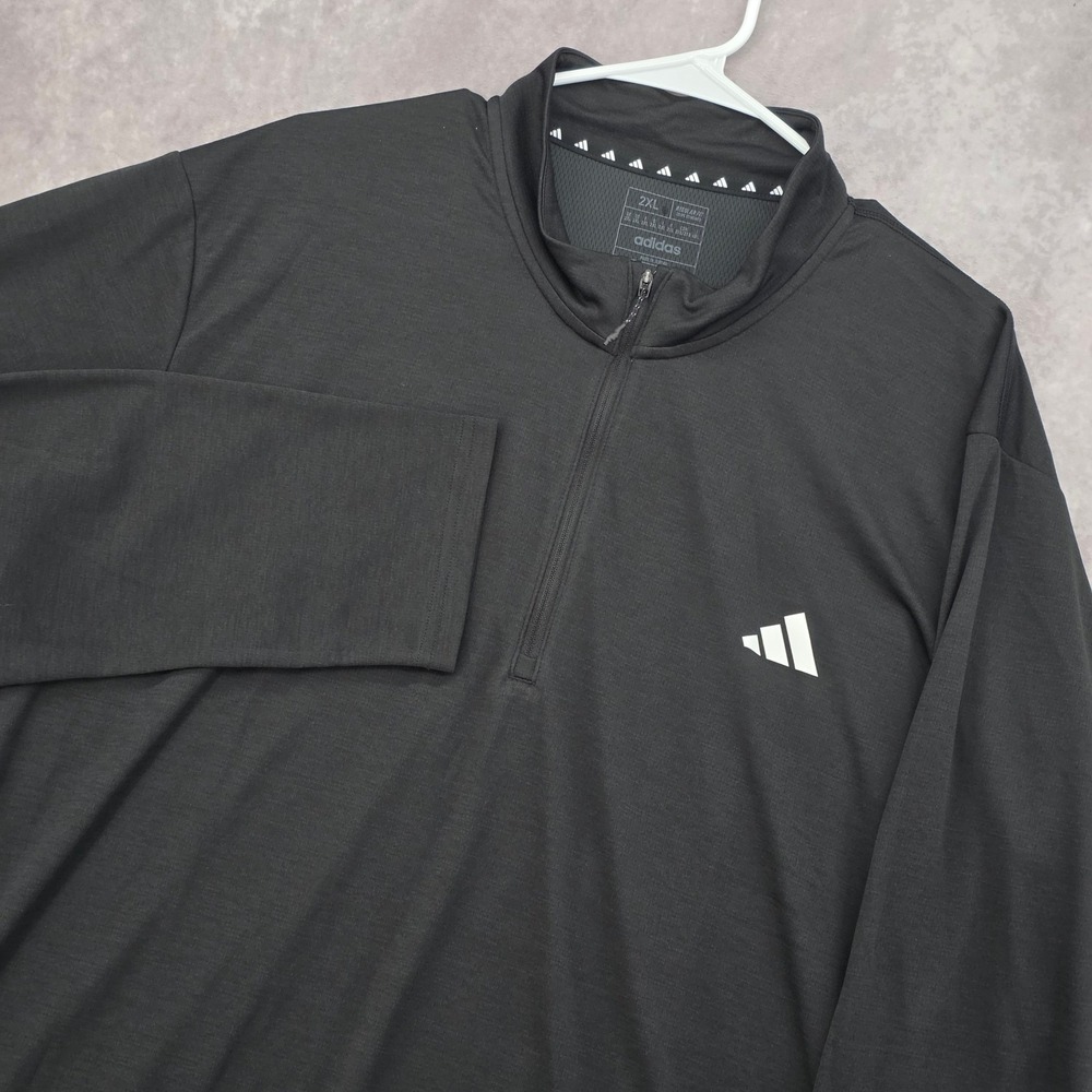 Adidas Aeroready Quarter Zip Mens 2XL Black Pullover Long Sleeve Athletic Shirt